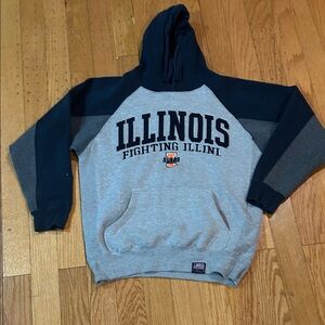 Illinois Fighting Illini Men's Gray and Black Hoodie Sz M